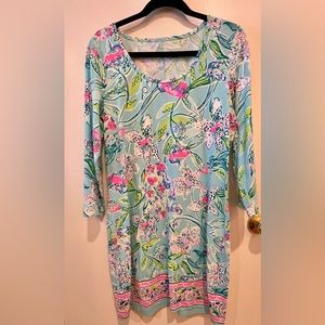 Lilly Pulitzer Beacon Dress Bali Blue Sway This Way Engineered Knit